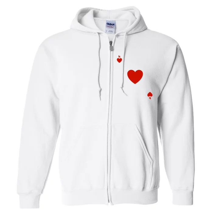 King Of Hearts Playing Card Poker Card Costume Full Zip Hoodie