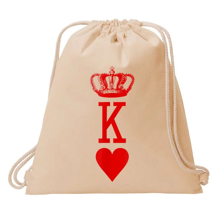 King Of Hearts Vintage Crown Engraving Card Drawstring Bag