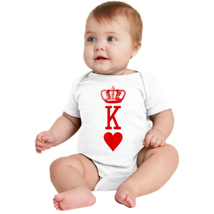 King Of Hearts Vintage Crown Engraving Card Baby Bodysuit