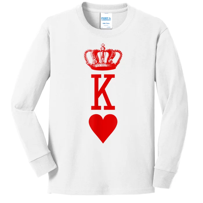 King Of Hearts Vintage Crown Engraving Card Kids Long Sleeve Shirt