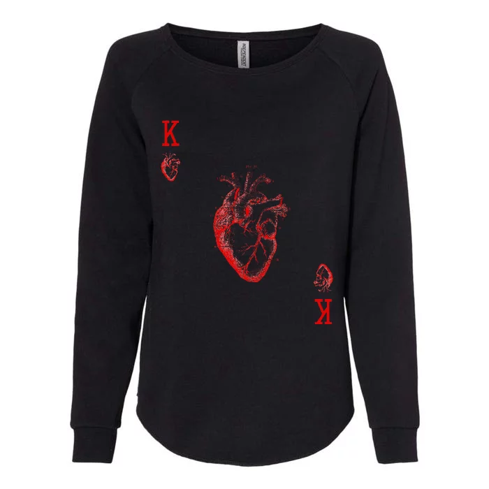 King Of Hearts Vintage Crown Engraving Card Womens California Wash Sweatshirt