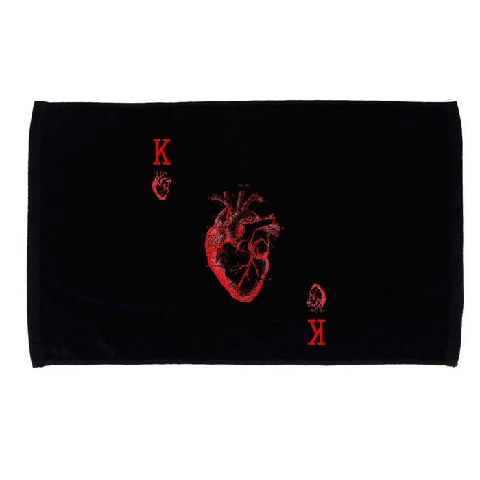 King Of Hearts Vintage Crown Engraving Card Microfiber Hand Towel