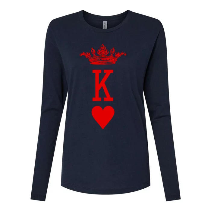 King Of Hearts Vintage Crown Engraving Card Womens Cotton Relaxed Long Sleeve T-Shirt