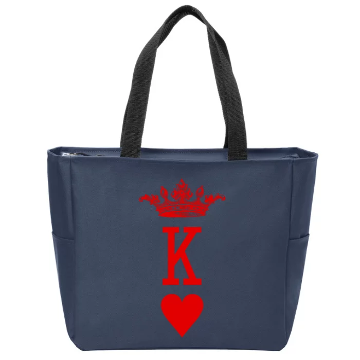 King Of Hearts Vintage Crown Engraving Card Zip Tote Bag