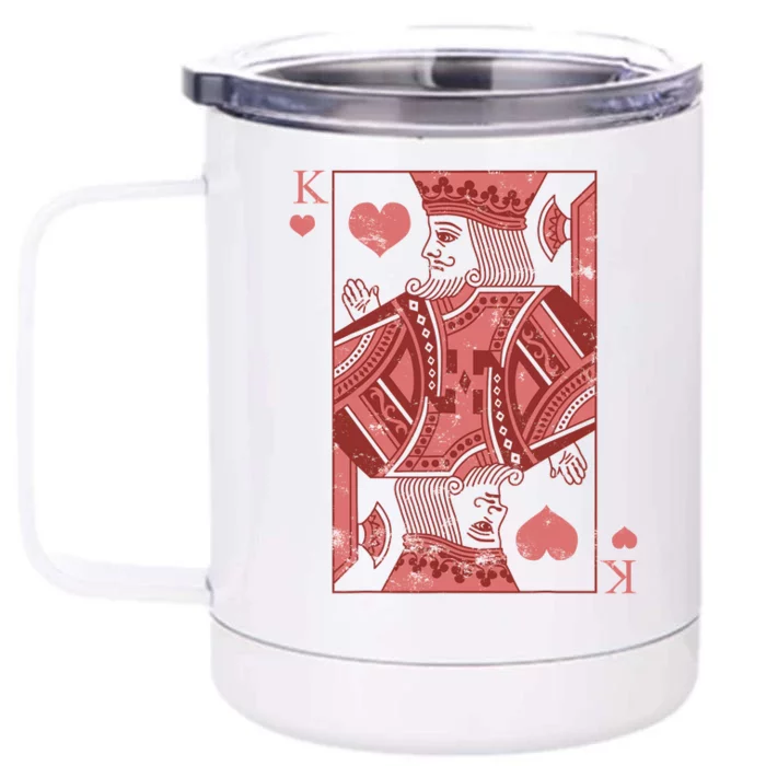 King Of Hearts Valentines Day Cool Vday Couple Matching Front & Back 12oz Stainless Steel Tumbler Cup