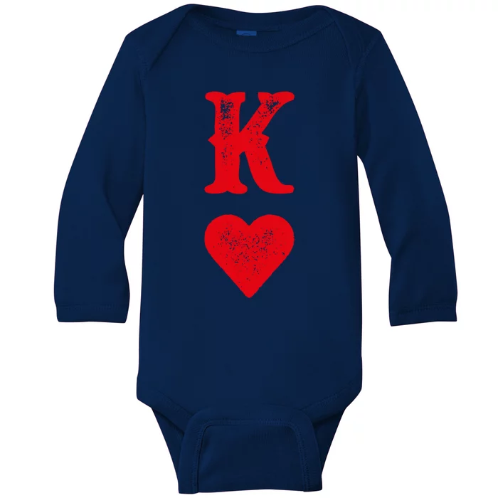 King Of Hearts Playing Cards Couples Halloween Costume Gift Baby Long Sleeve Bodysuit