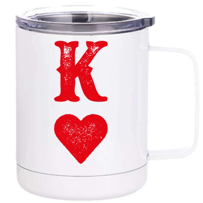 King Of Hearts Playing Cards Couples Halloween Costume Gift Front & Back 12oz Stainless Steel Tumbler Cup