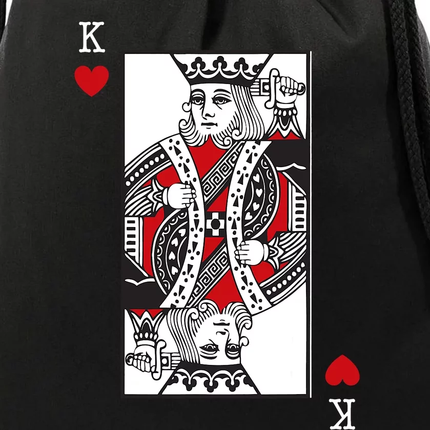 King Of Hearts Valentines Day Cool Playing Card Poker Casino Drawstring Bag