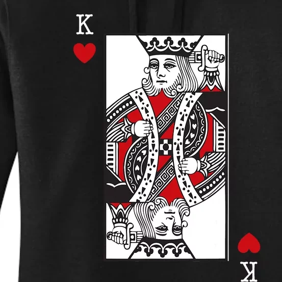 King Of Hearts Valentines Day Cool Playing Card Poker Casino Women's Pullover Hoodie