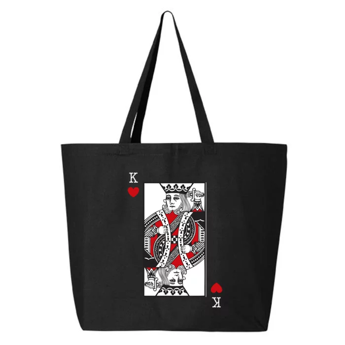 King Of Hearts Valentines Day Cool Playing Card Poker Casino 25L Jumbo Tote