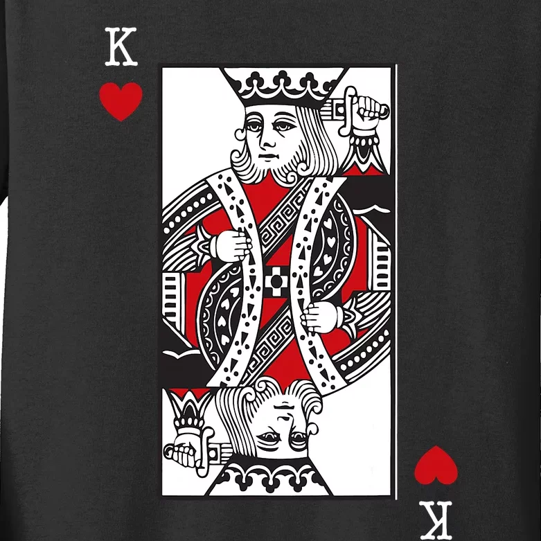 King Of Hearts Valentines Day Cool Playing Card Poker Casino Kids Long Sleeve Shirt