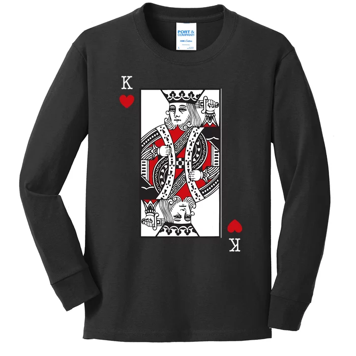 King Of Hearts Valentines Day Cool Playing Card Poker Casino Kids Long Sleeve Shirt