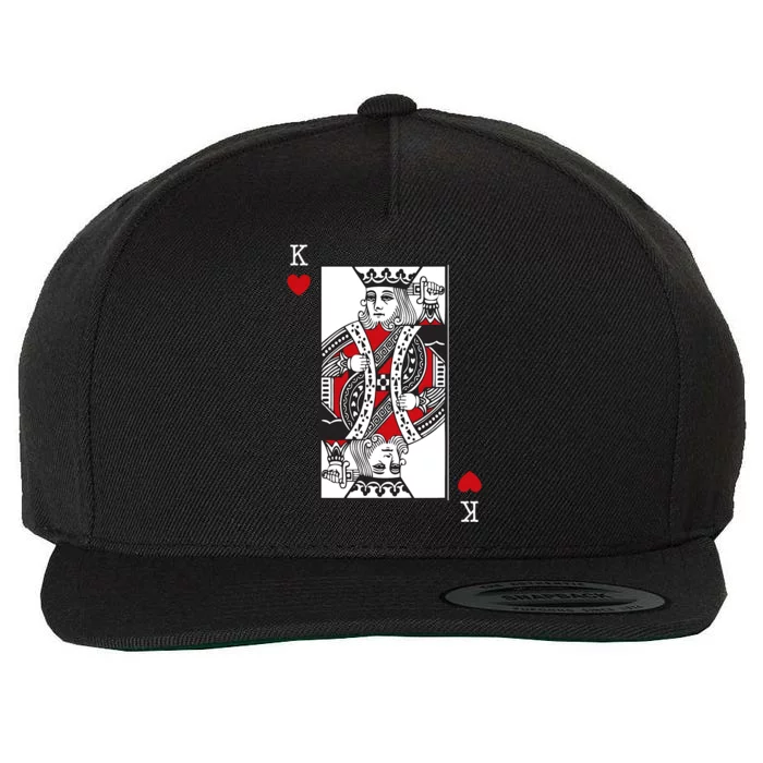 King Of Hearts Valentines Day Cool Playing Card Poker Casino Wool Snapback Cap