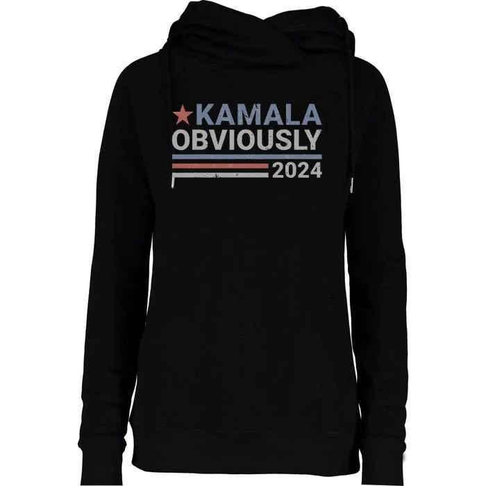 Kamala Obviously Harris 2024 Womens Funnel Neck Pullover Hood