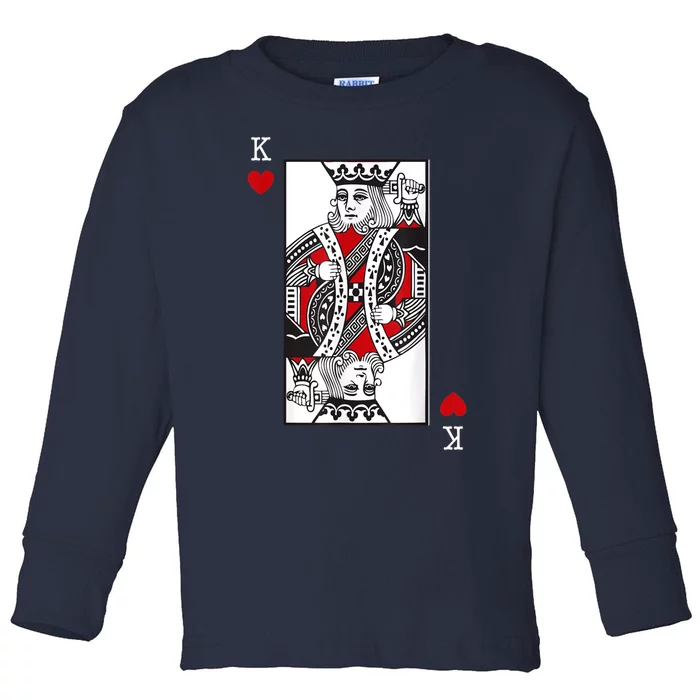 King Of Hearts Valentines Day Cool Playing Card Poker Casino Toddler Long Sleeve Shirt