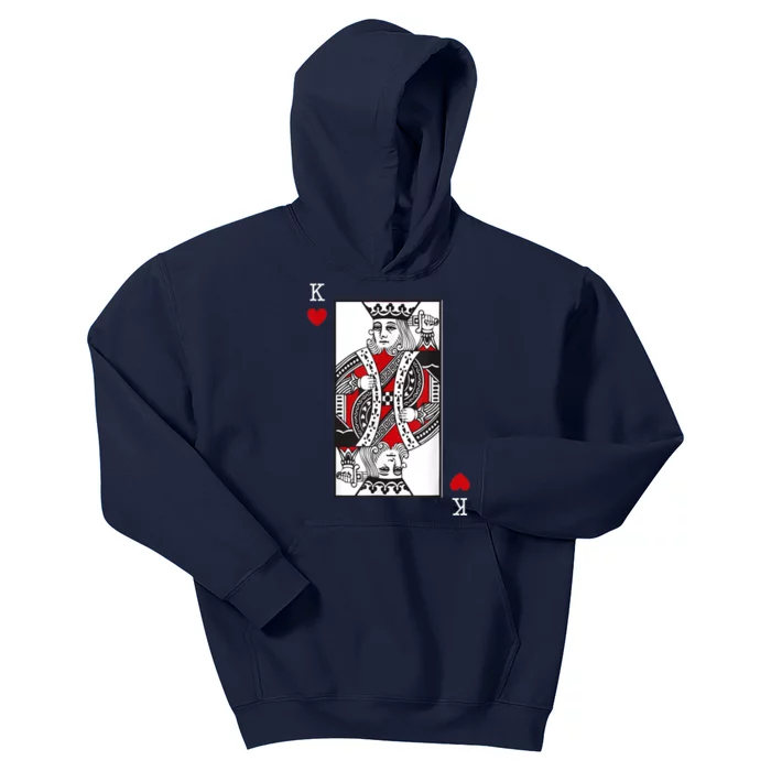 King Of Hearts Valentines Day Cool Playing Card Poker Casino Kids Hoodie