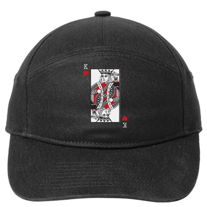 King Of Hearts Valentines Day Cool Playing Card Poker Casino 7-Panel Snapback Hat