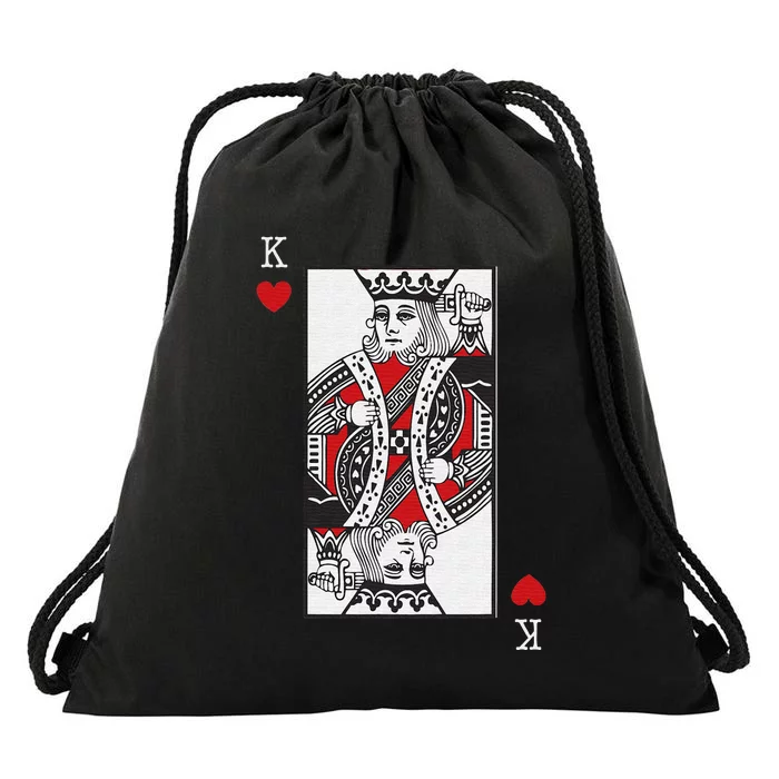 King Of Hearts Valentines Day Cool Playing Card Poker Casino Drawstring Bag