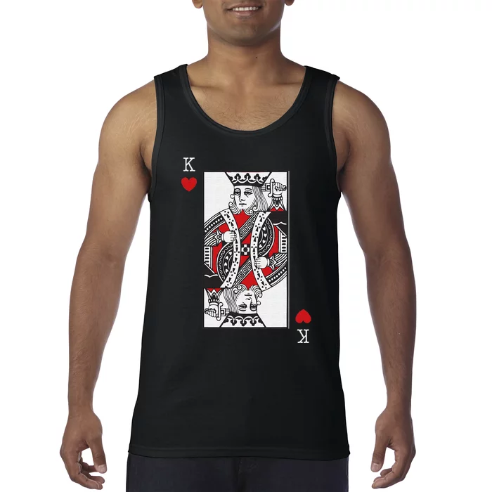 King Of Hearts Valentines Day Cool Playing Card Poker Casino Tank Top