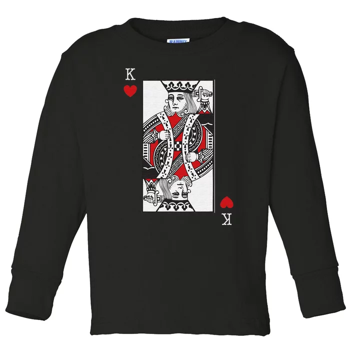 King Of Hearts Valentines Day Cool Playing Card Poker Casino Toddler Long Sleeve Shirt