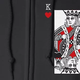 King Of Hearts Valentines Day Cool Playing Card Poker Casino Full Zip Hoodie