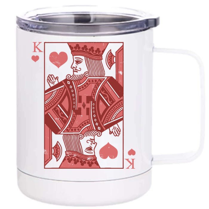 King Of Hearts Valentines Day Cool Vday Couple Matching Front & Back 12oz Stainless Steel Tumbler Cup