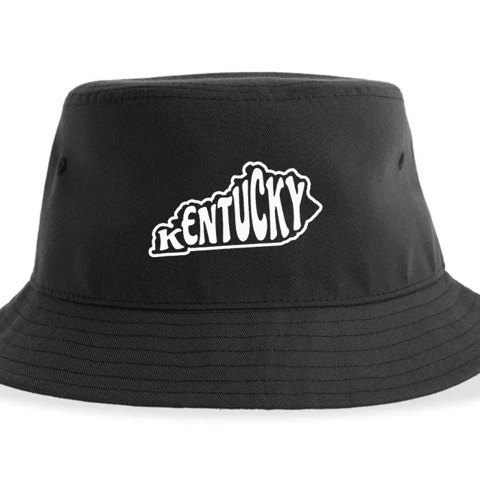 Kentucky Outline In White Sustainable Bucket Hat