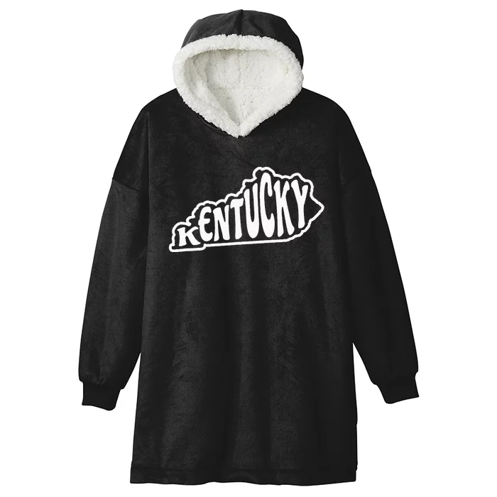 Kentucky Outline In White Hooded Wearable Blanket