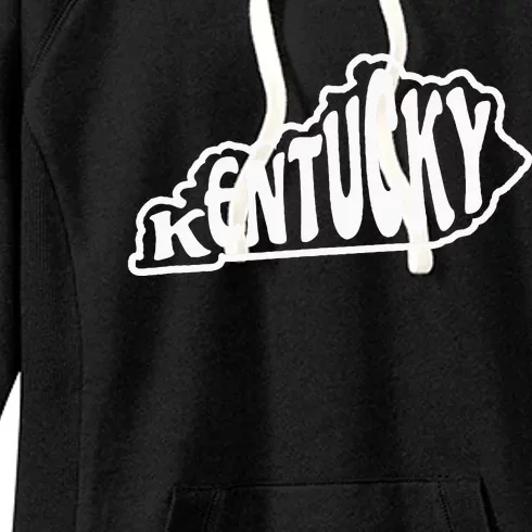 Kentucky Outline In White Women's Fleece Hoodie