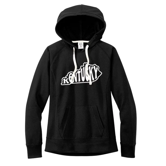 Kentucky Outline In White Women's Fleece Hoodie