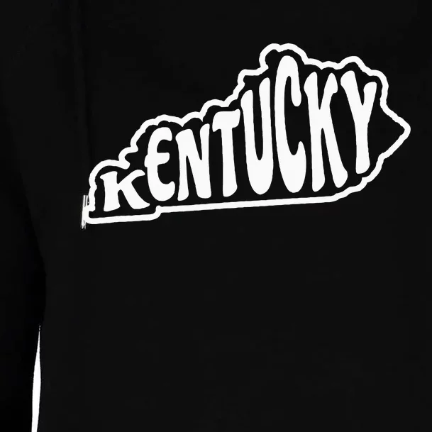 Kentucky Outline In White Womens Funnel Neck Pullover Hood