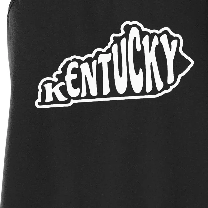 Kentucky Outline In White Women's Racerback Tank