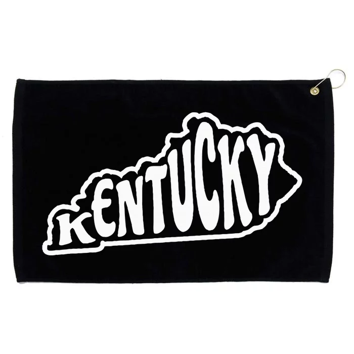 Kentucky Outline In White Grommeted Golf Towel