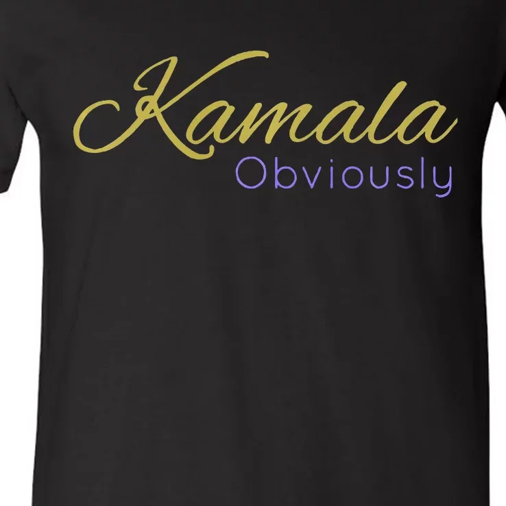 Kamala Obviously Kamala Harris Vote 2024 V-Neck T-Shirt