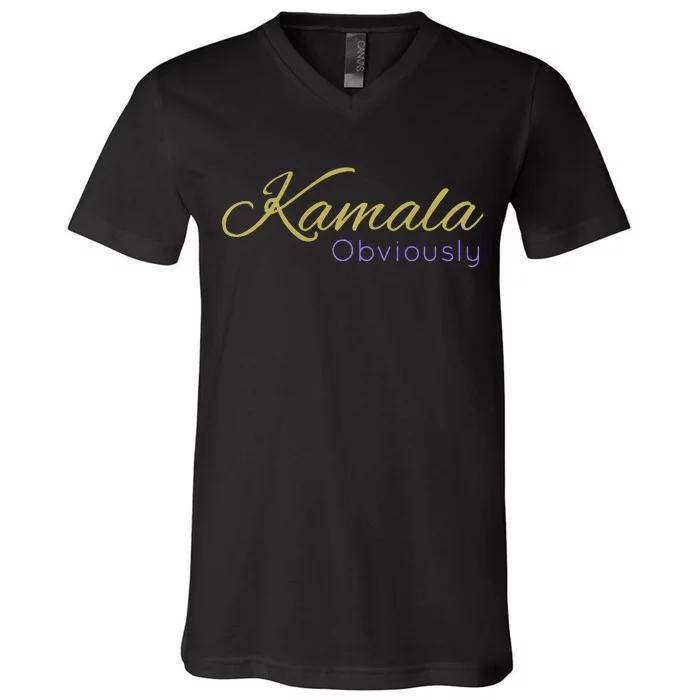 Kamala Obviously Kamala Harris Vote 2024 V-Neck T-Shirt