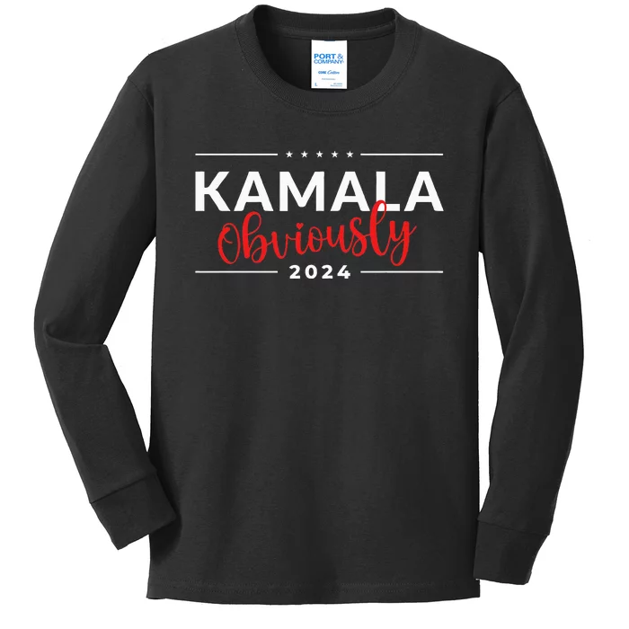 Kamala Obviously Kamala Harris Obviously Kamala 2024 Kids Long Sleeve Shirt