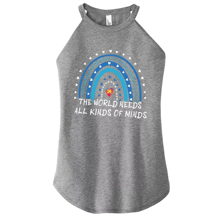 Kinds Of Minds Puzzle April Blue Rainbow Autism Awareness Meaningful Gift Women’s Perfect Tri Rocker Tank