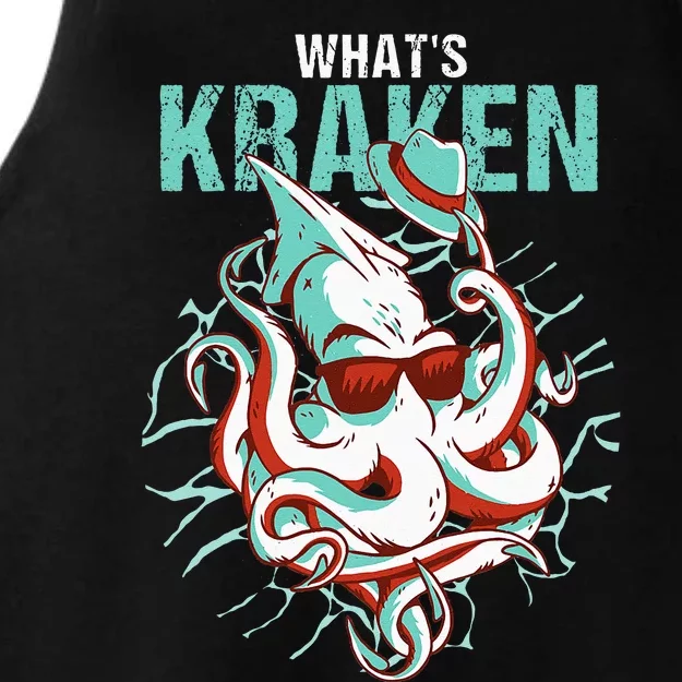 Kraken Ocean Monster Diver Surfer Beach Lover Whats Kraken Ladies Tri-Blend Wicking Tank