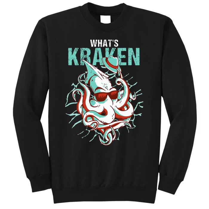 Kraken Ocean Monster Diver Surfer Beach Lover Whats Kraken Sweatshirt