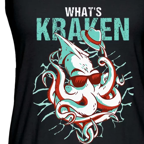 Kraken Ocean Monster Diver Surfer Beach Lover Whats Kraken Ladies Essential Flowy Tank