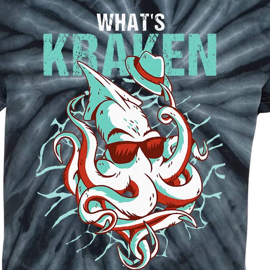 Kraken Ocean Monster Diver Surfer Beach Lover Whats Kraken Kids Tie-Dye T-Shirt