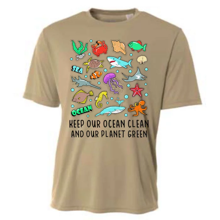 Keep Our Ocean Clean And Our Planet Green Save Earth Cooling Performance Crew T-Shirt