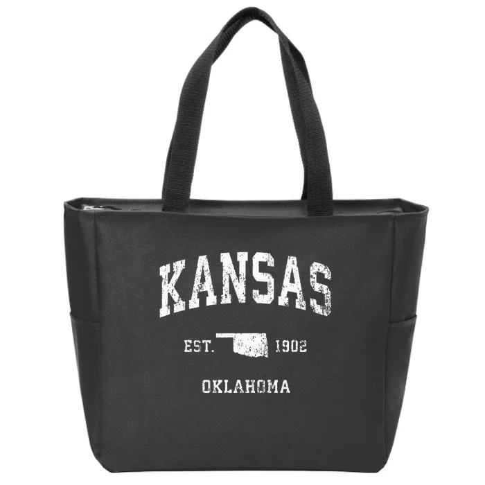 Kansas Oklahoma Ok Vintage Athletic Sports Zip Tote Bag