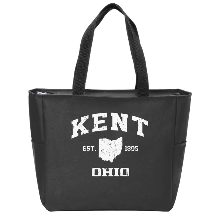 Kent Ohio OH Vintage State Athletic Style Zip Tote Bag