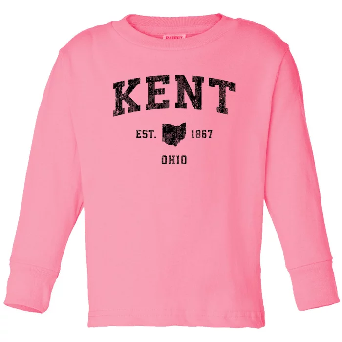 Kent Ohio Oh Vintage Athletic Sports Toddler Long Sleeve Shirt