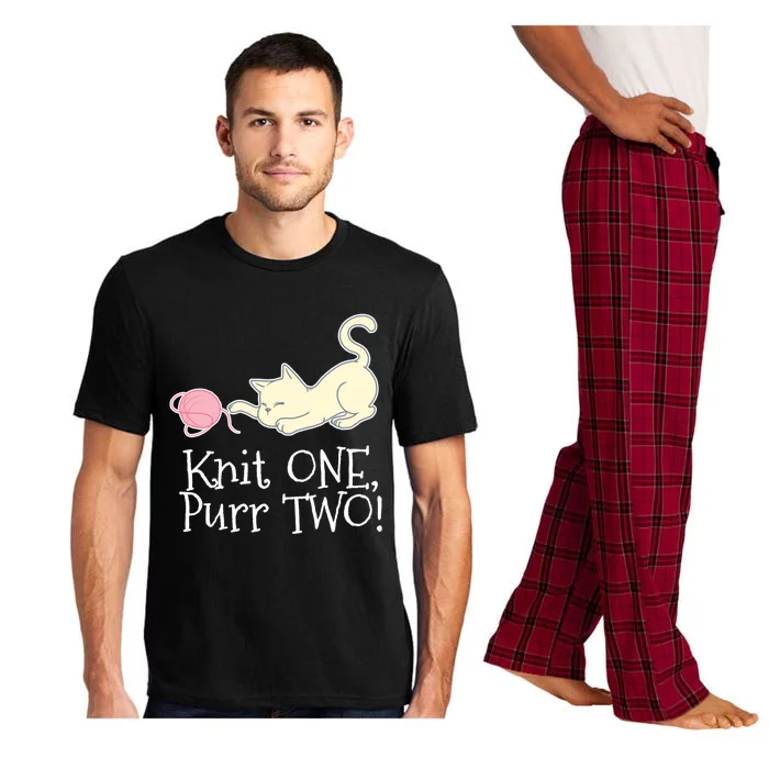 Knit One Purr Two Cat Lover Yarn Crocheting Gift Pajama Set