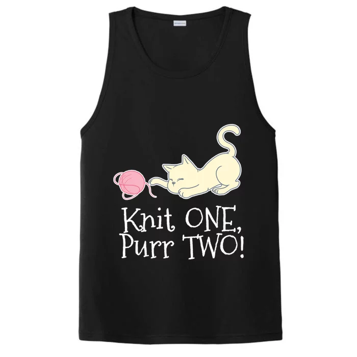 Knit One Purr Two Cat Lover Yarn Crocheting Gift Performance Tank