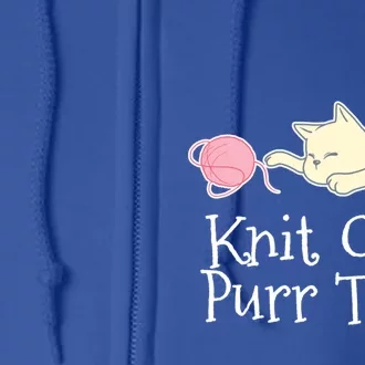 Knit One Purr Two Cat Lover Yarn Crocheting Gift Full Zip Hoodie