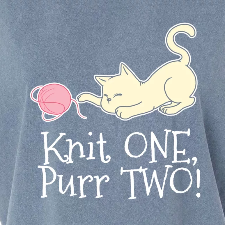 Knit One Purr Two Cat Lover Yarn Crocheting Gift Garment-Dyed Women's Muscle Tee