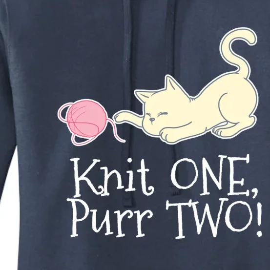 Knit One Purr Two Cat Lover Yarn Crocheting Gift Women's Pullover Hoodie